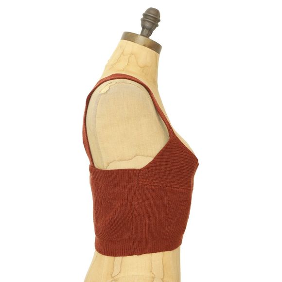 LULUS Sweater Knit Crop Tank XL Cable Ribbed Burgundy Red Sleeveless NEW B1 - Picture 2 of 5